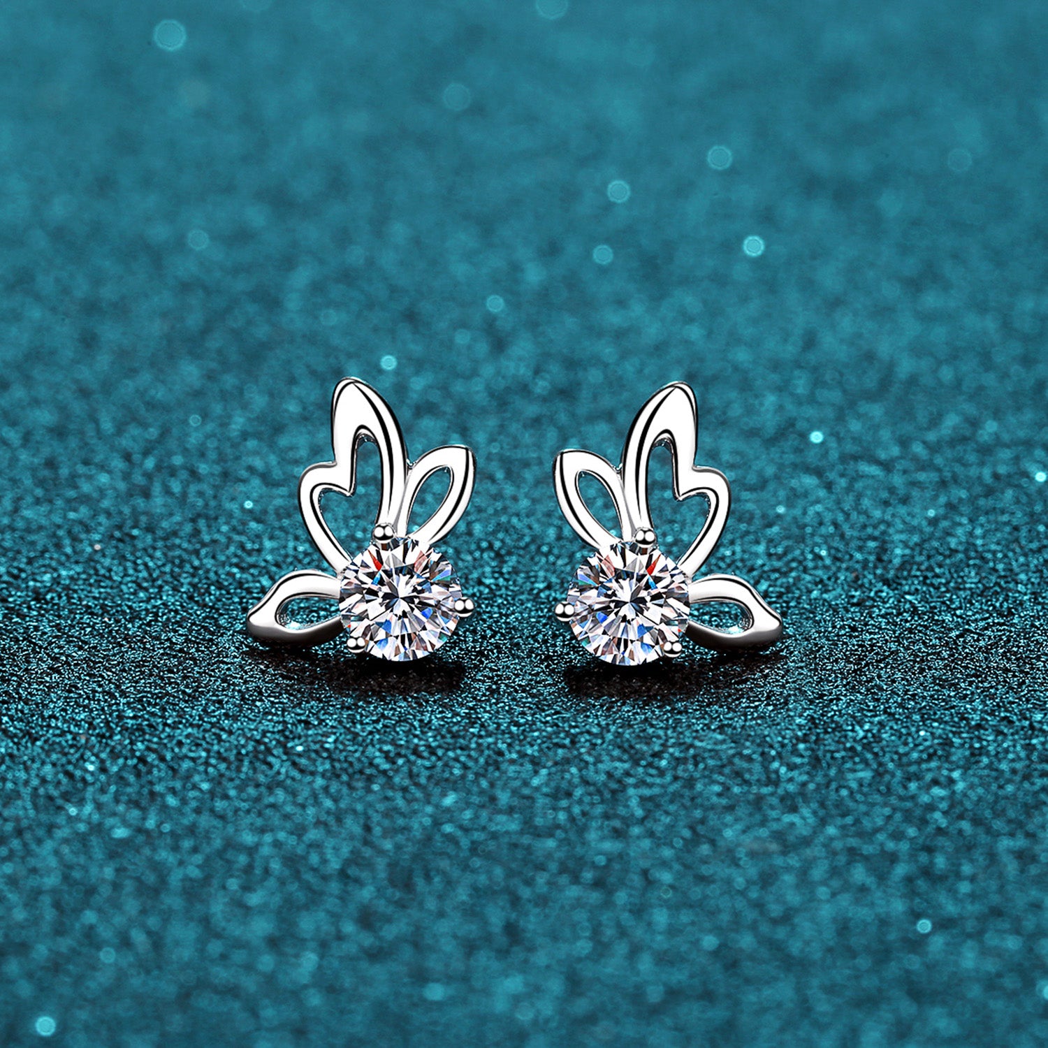 Boucles d'oreilles papillon en moissanite 1 carat