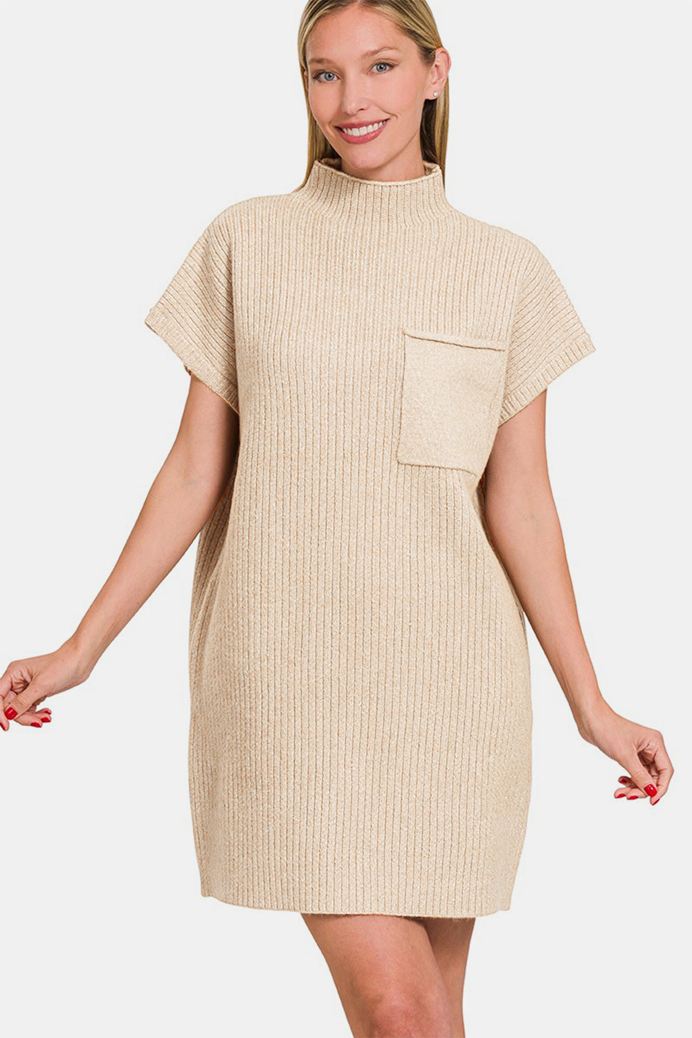 Robe mini-pull à manches courtes Zenana