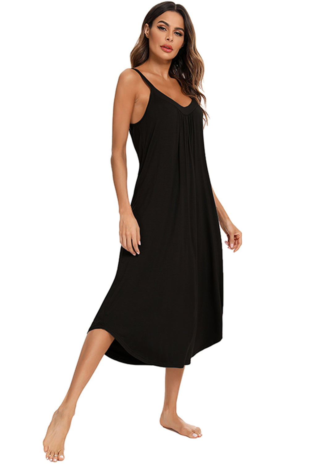 Robe midi décontractée à col en V