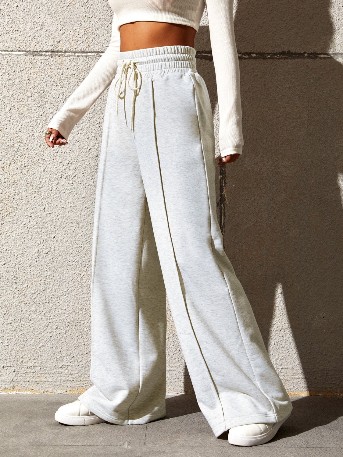 Pantalon large à taille élastique et cordon de serrage Honey