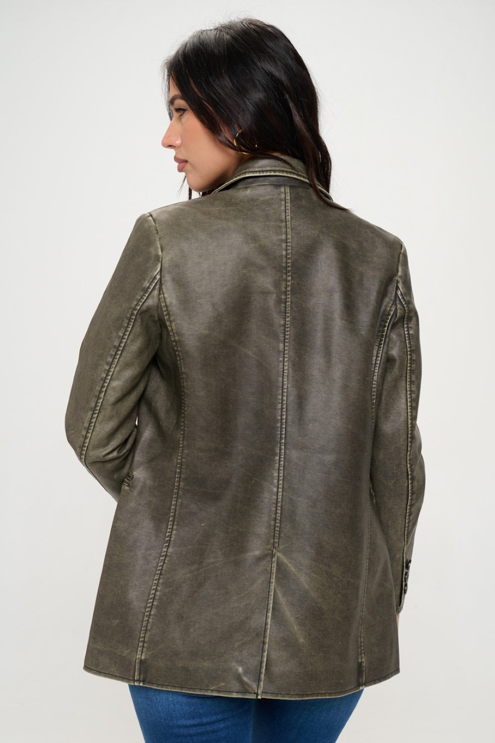 Blazer en cuir végétalien à simple boutonnage Coalition LA