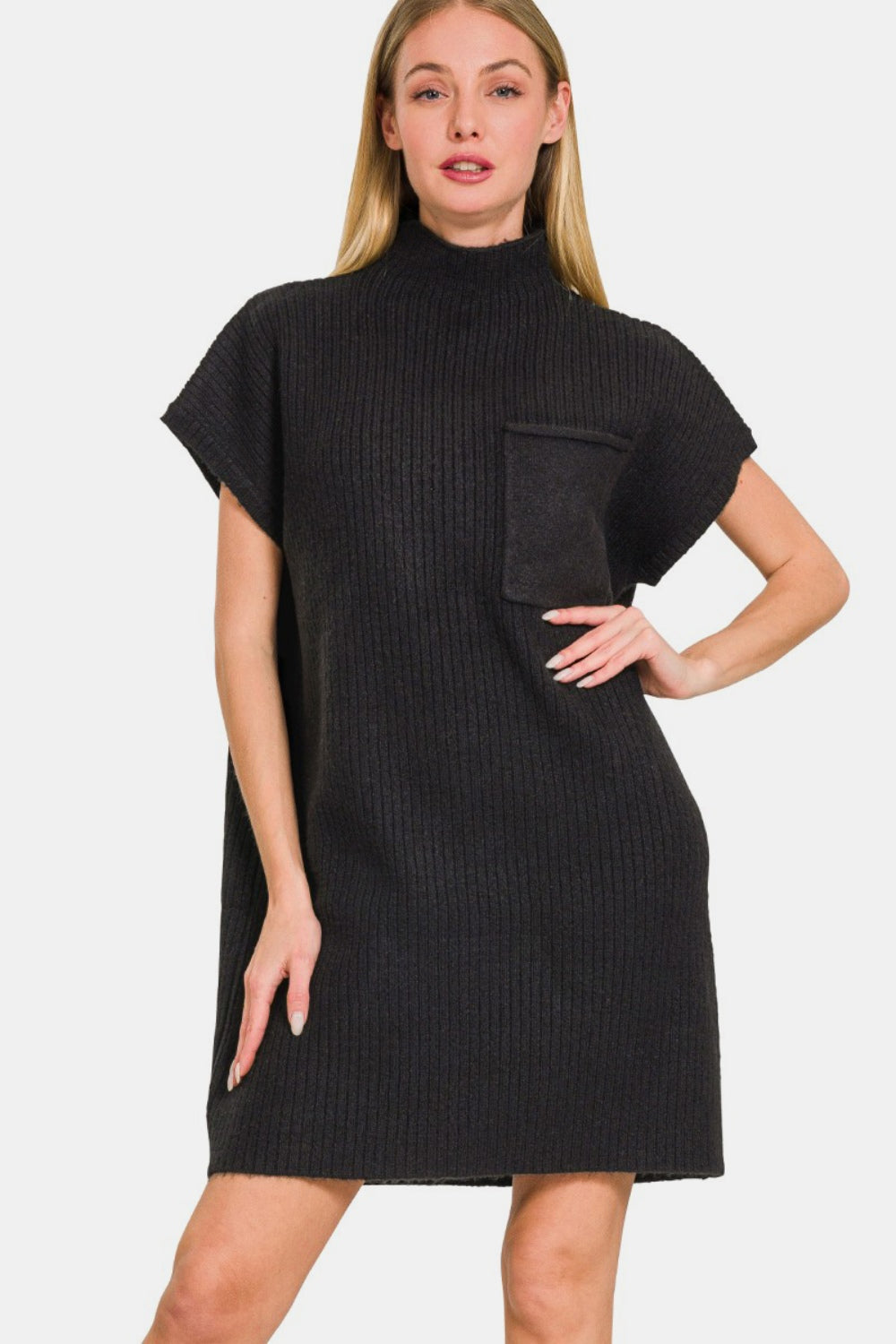 Robe mini-pull à manches courtes Zenana