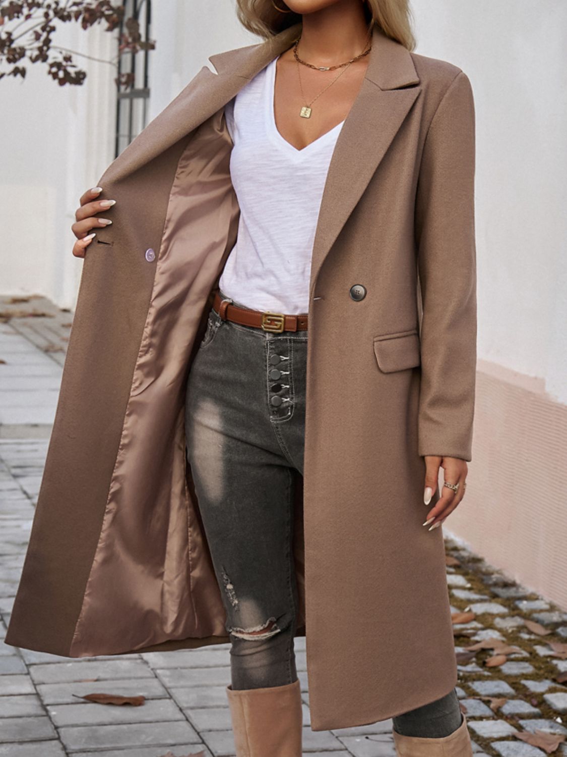 Manteau à manches longues et col à poches Devine
