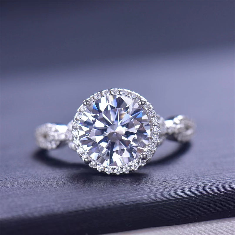 Bague en argent sterling 925 avec moissanite de 3 carats