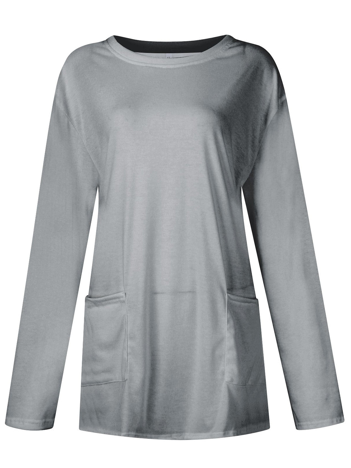 T-shirt à manches longues et col rond avec poches