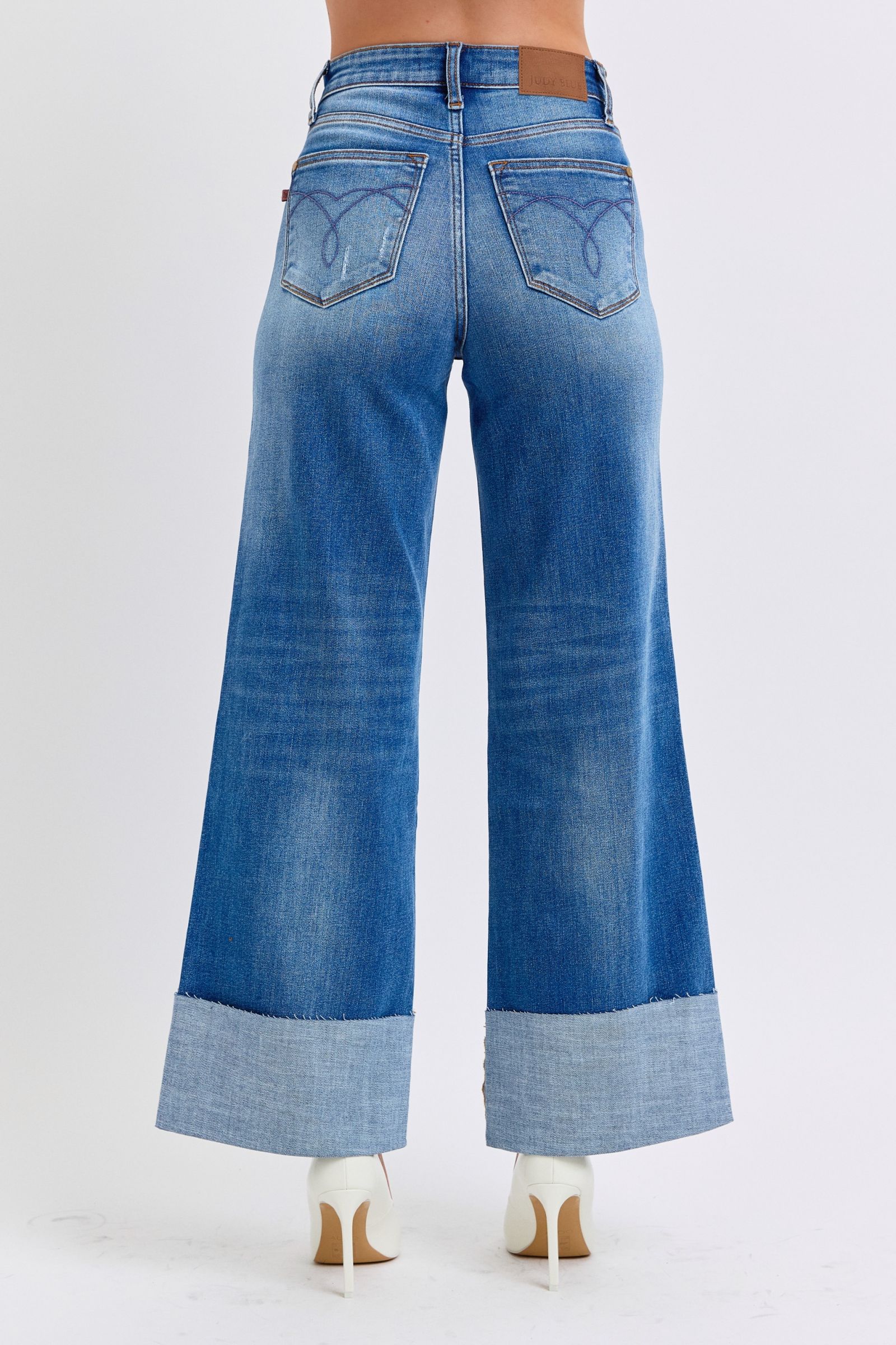 Jean large taille haute bleu vieilli Judy
