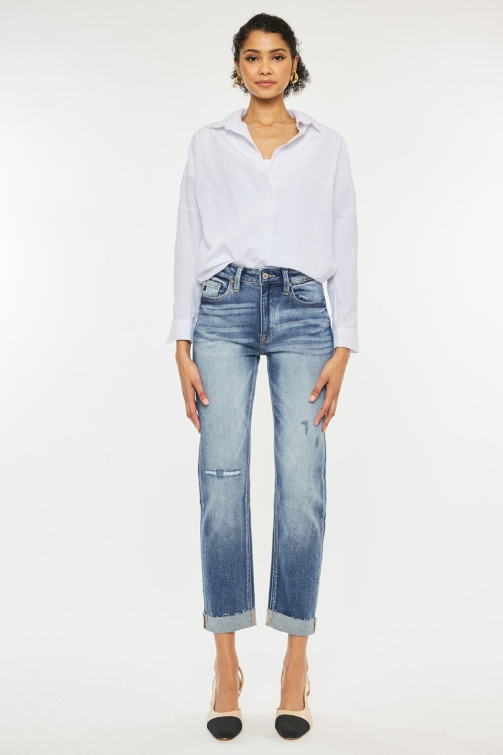 Jean droit taille haute Kancan à revers
