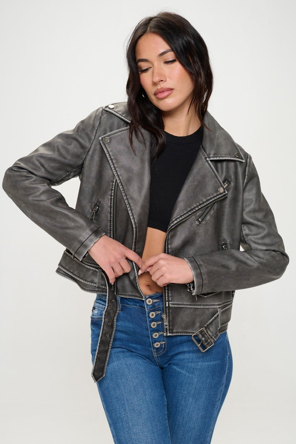 Veste motard zippée Coalition LA avec ceinture