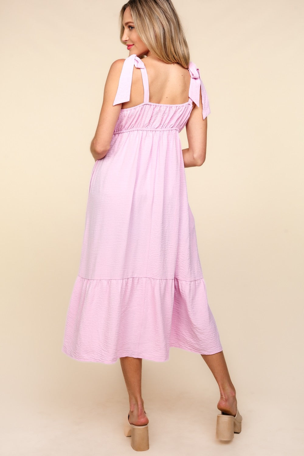 Robe midi camisole à volants en dentelle crochetée Haptics
