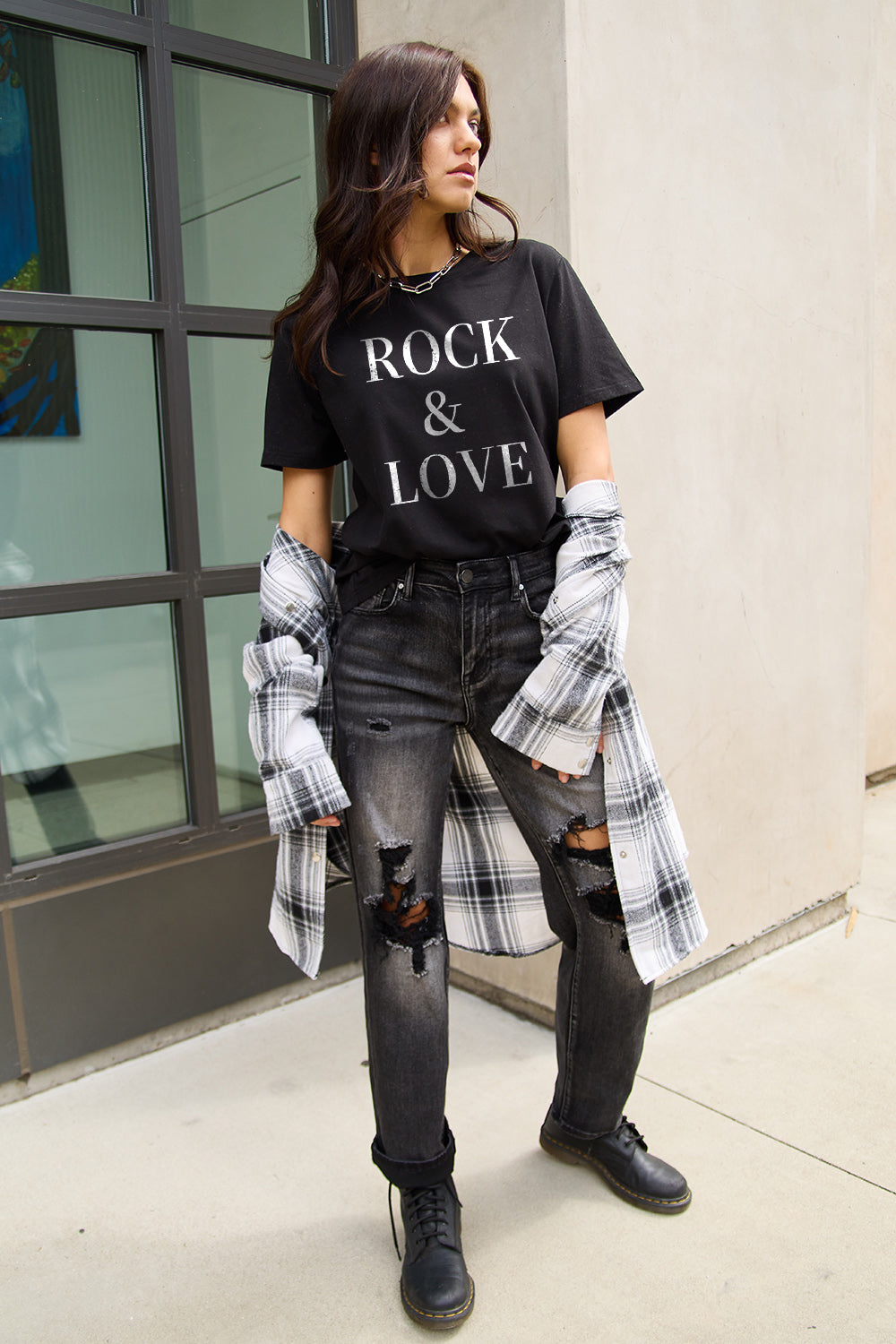 Simply Love Full Size ROCK & LOVE Short Sleeve T-Shirt