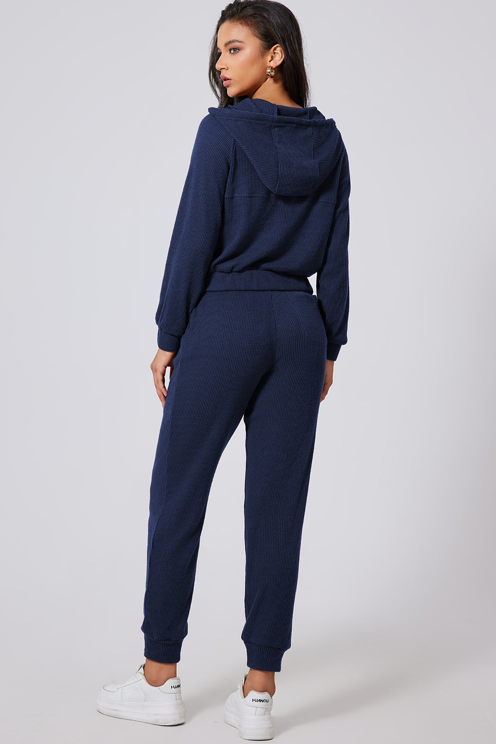 Ensemble actif avec sweat à capuche et pantalon de jogging à demi-fermeture éclair et cordon de serrage