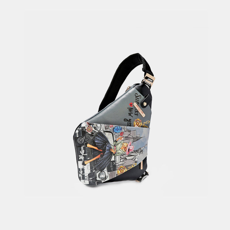 Sac bandoulière en cuir vegan à motif léopard et lèvres Nicole Lee USA