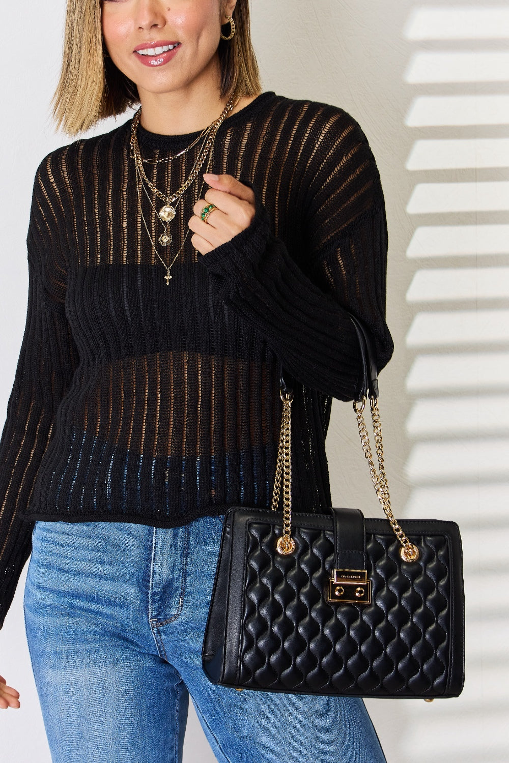 Sac à main en cuir PU matelassé David Jones