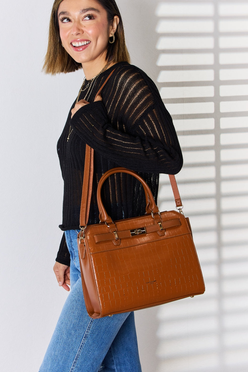 Sac à main en cuir PU texturé David Jones