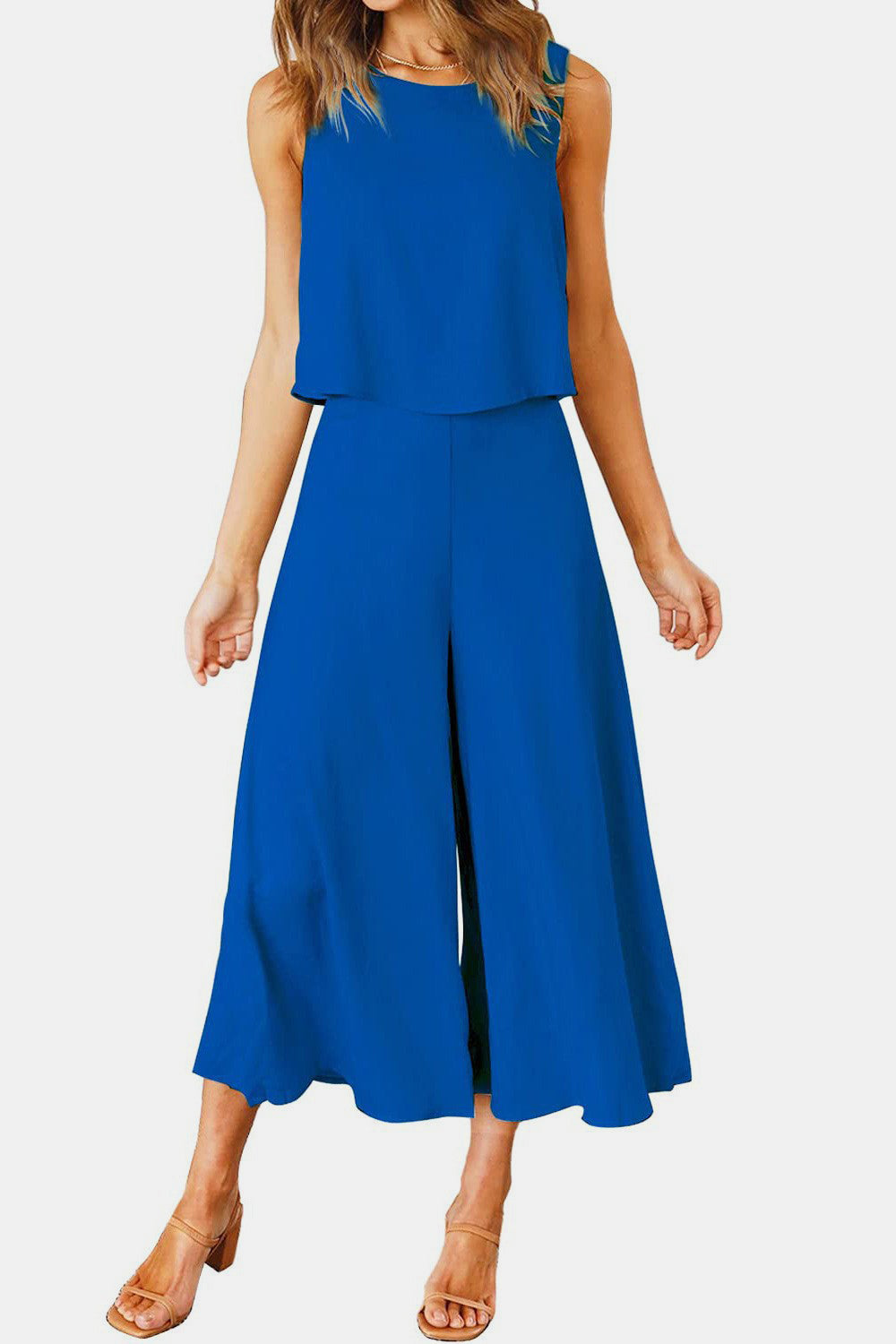 Ensemble haut à col rond et pantalon large