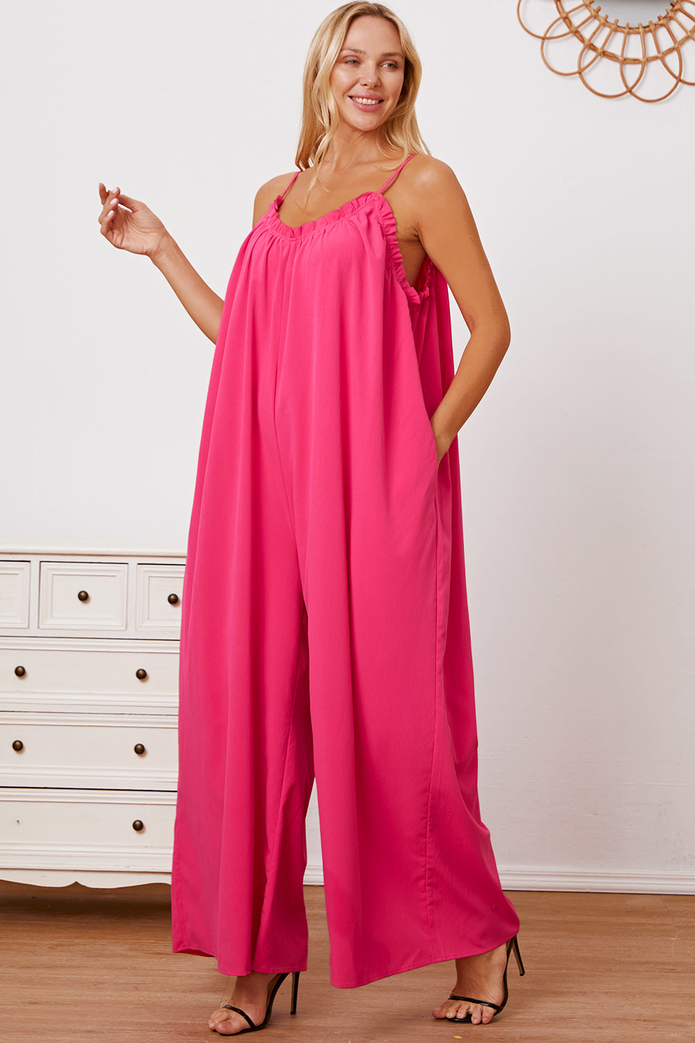 Combinaison camisole Double Take taille réelle à volants et à nouer dans le dos avec poches