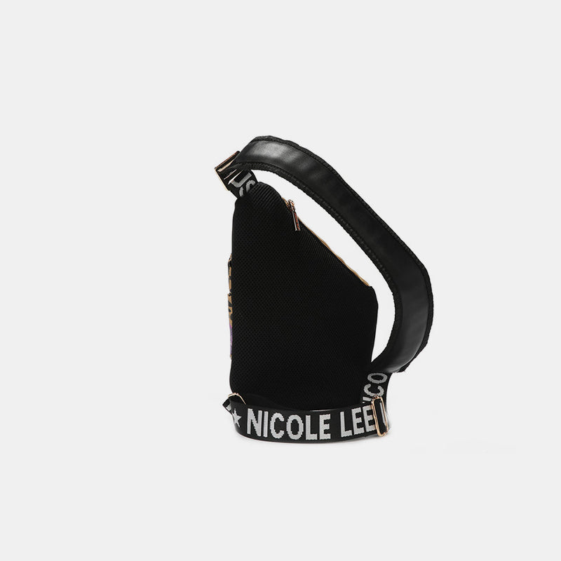 Sac bandoulière en cuir vegan à motif léopard et lèvres Nicole Lee USA