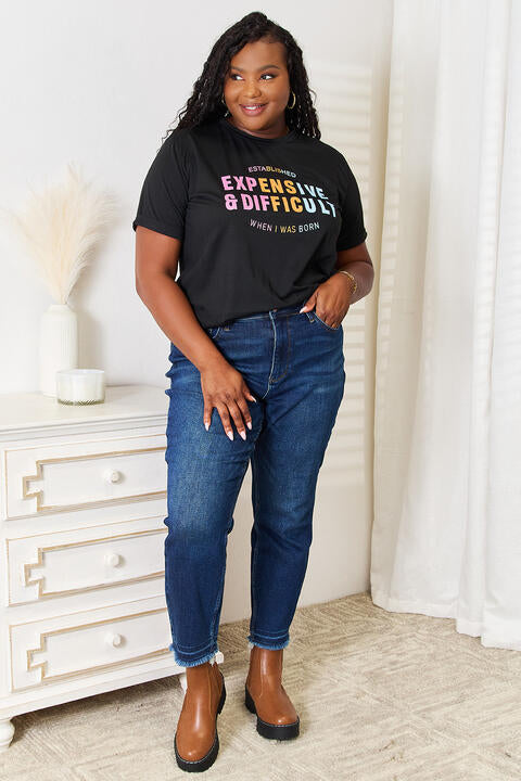 T-shirt à manches courtes et col rond avec slogan « Simply Love »