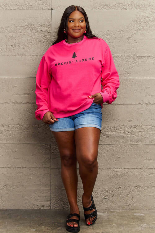 Sweat-shirt à manches longues ROCKIN AROUND taille réelle Simply Love