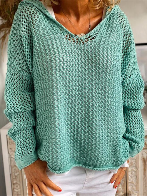 Pull à capuche ajouré à manches longues