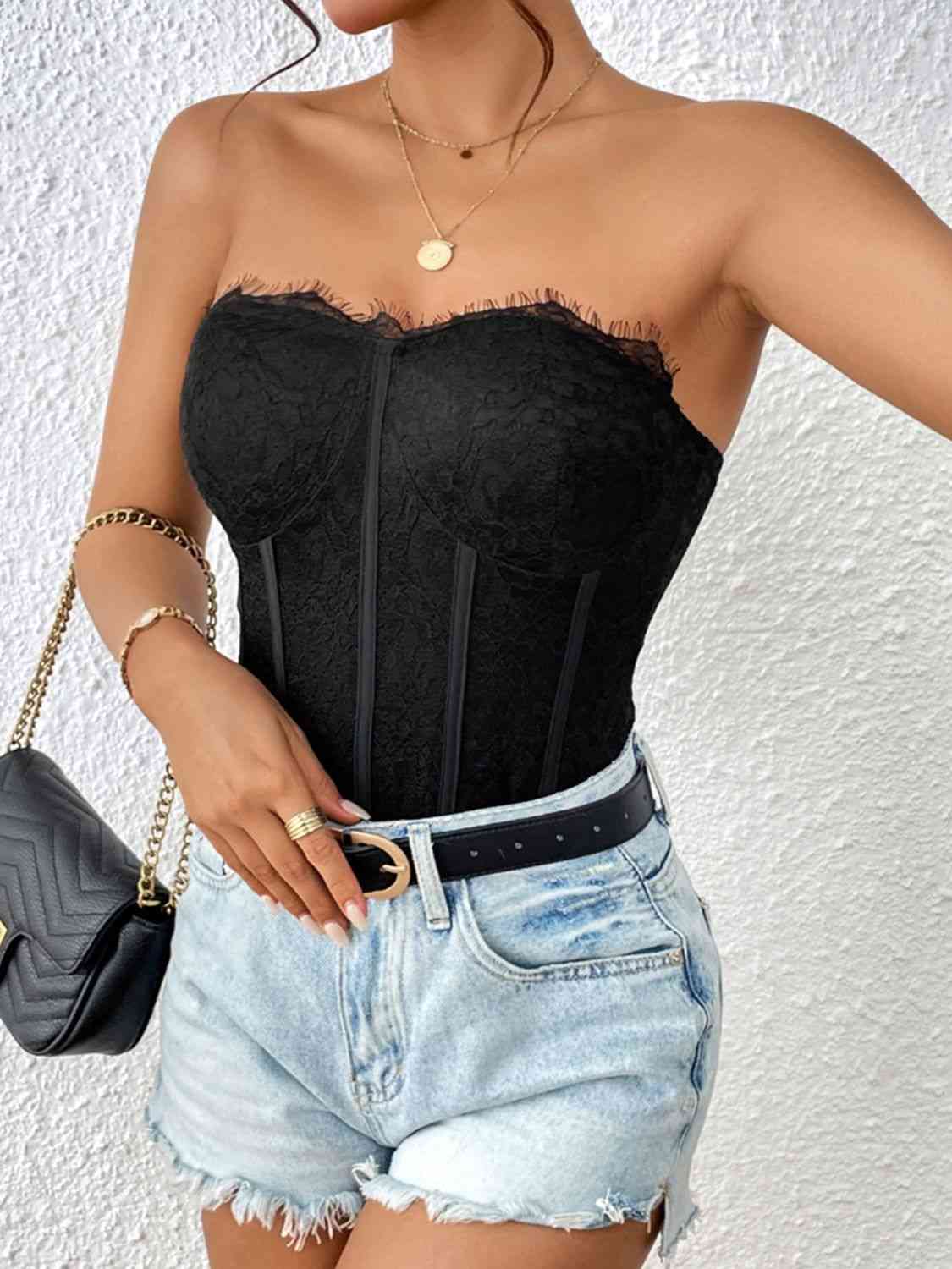 Body bustier à col en cœur