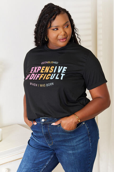 T-shirt à manches courtes et col rond avec slogan « Simply Love »