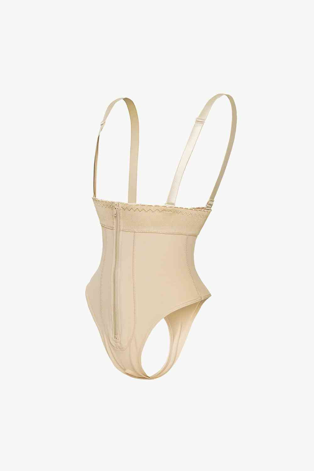 Body gainant à fermeture éclair et bretelles réglables, taille complète
