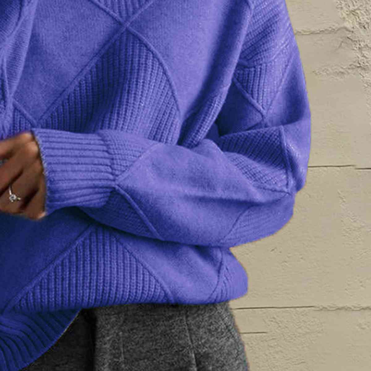Pull à col roulé géométrique à manches longues