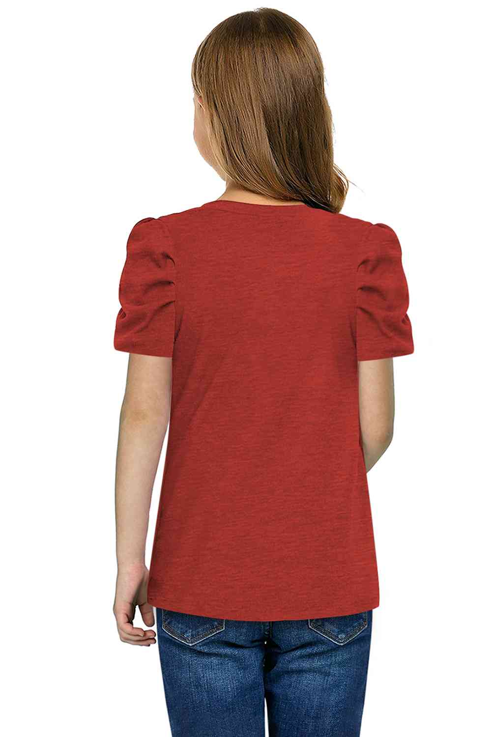 T-shirt à col rond et manches bouffantes