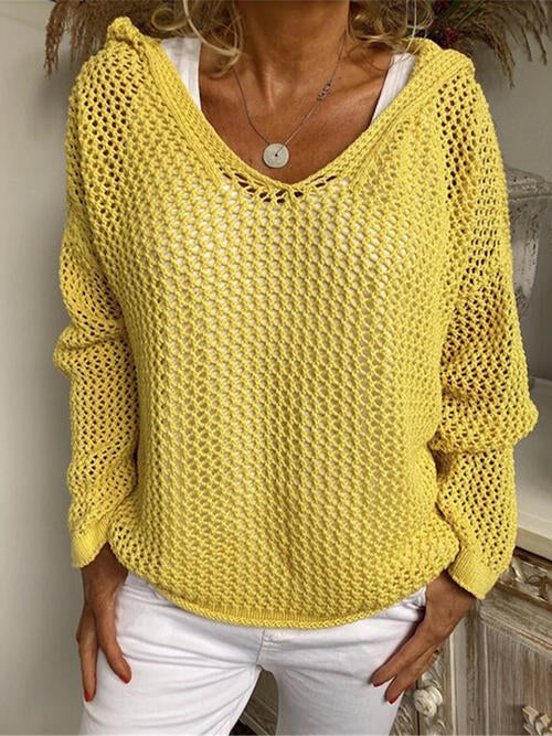 Pull à capuche ajouré à manches longues