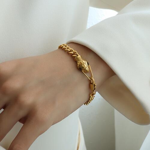 Bracelet en acier titane avec chaîne à tête de serpent