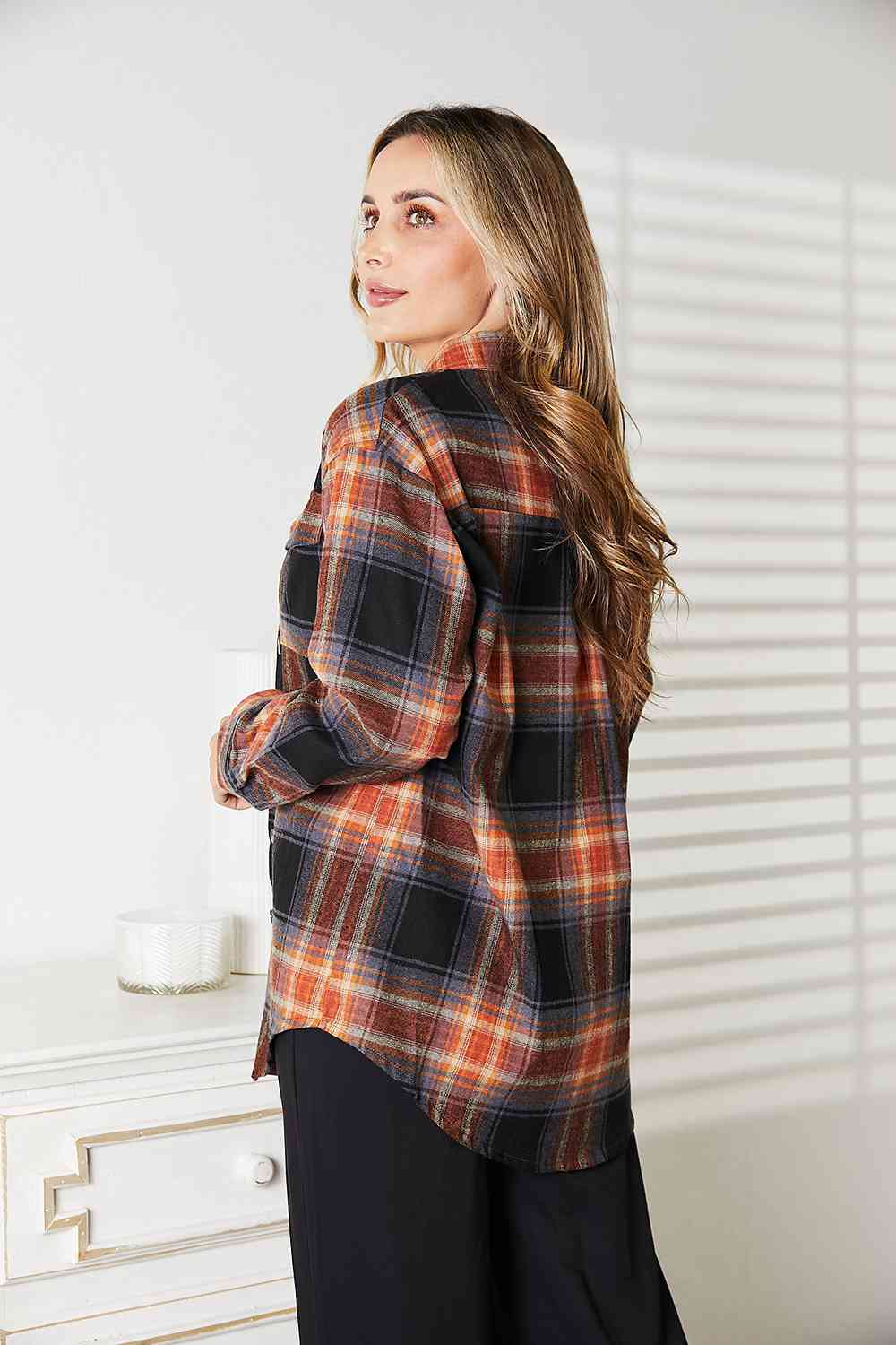 Chemise à carreaux à épaules tombantes Double Take
