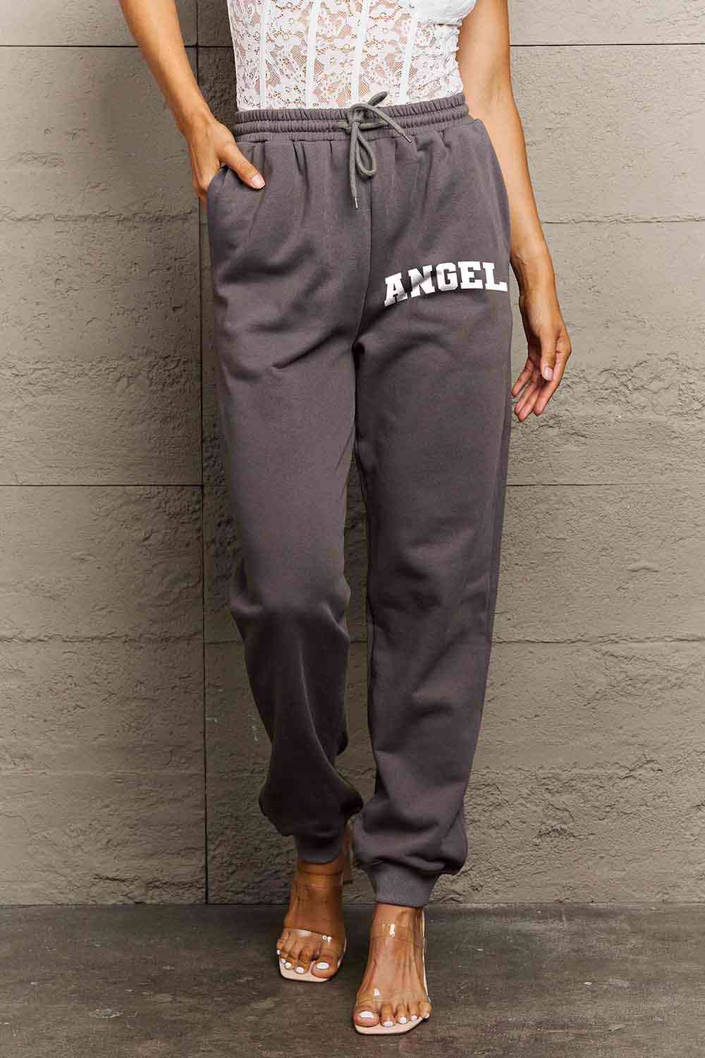 Pantalon de survêtement long à cordon de serrage et motif ange Simply Love