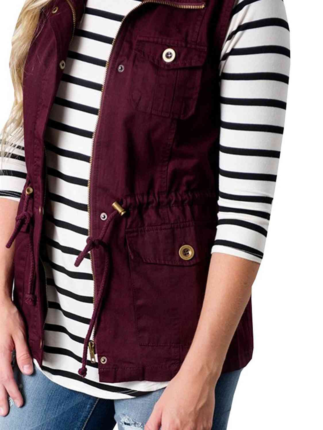 Gilet à cordon de serrage et poches