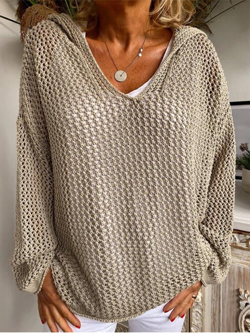 Pull à capuche ajouré à manches longues