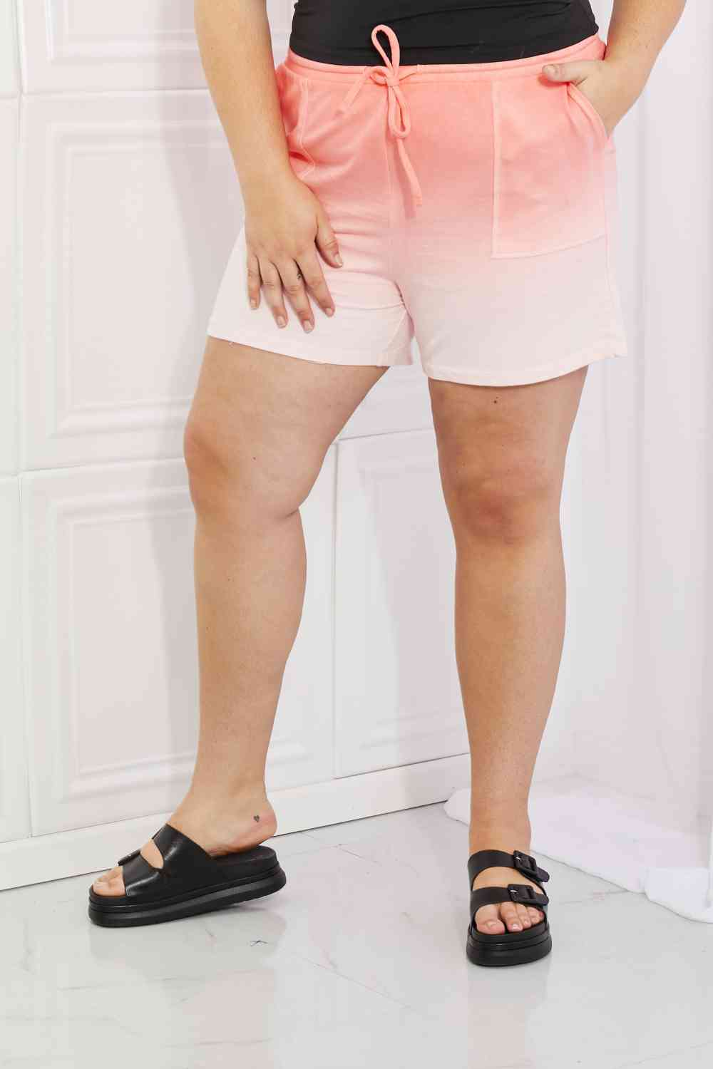 Zenana In The Zone Short taille haute Dip Dye corail