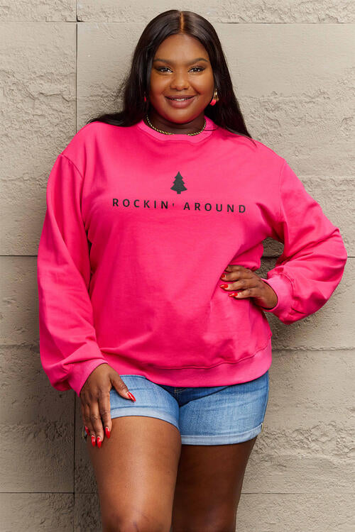 Sweat-shirt à manches longues ROCKIN AROUND taille réelle Simply Love