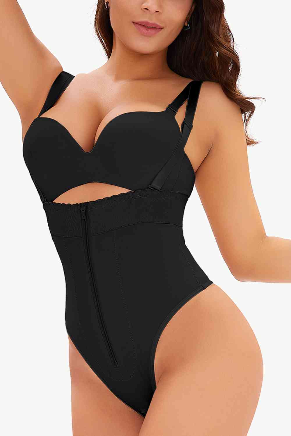 Body gainant à fermeture éclair et bretelles réglables, taille complète