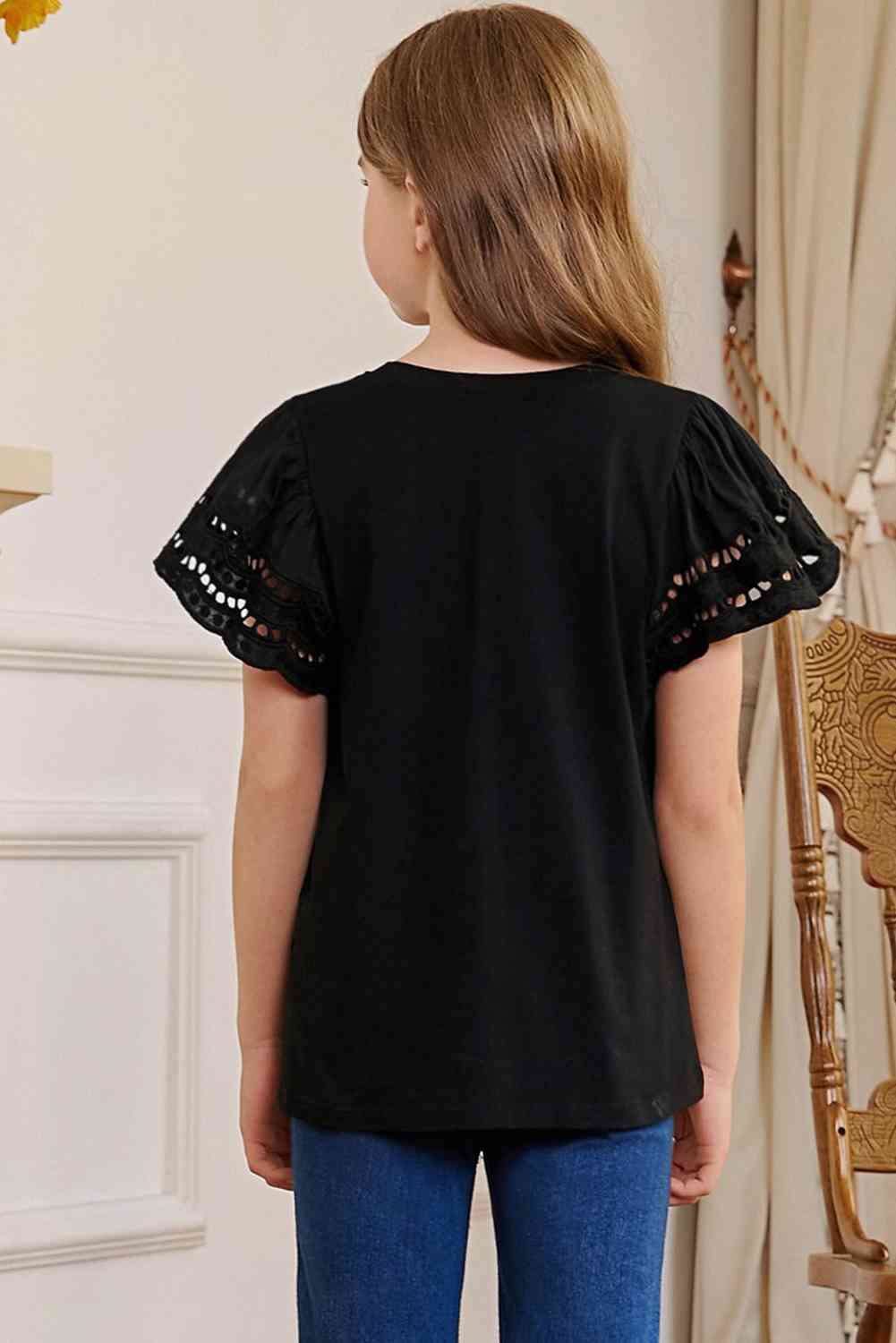 T-shirt à col rond et manches flottantes