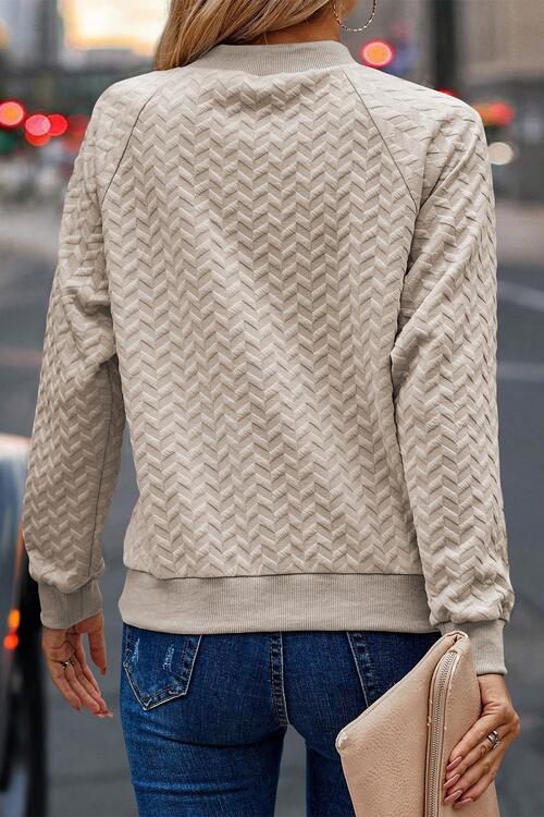 Sweat-shirt texturé à col rond et manches longues