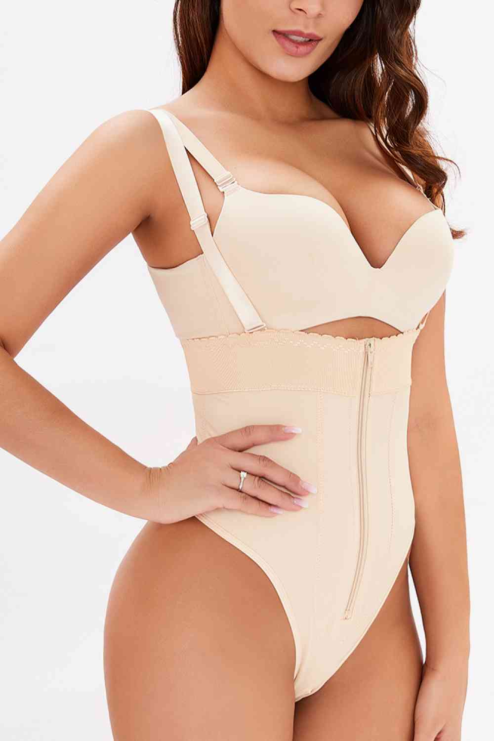 Body gainant à fermeture éclair et bretelles réglables, taille complète