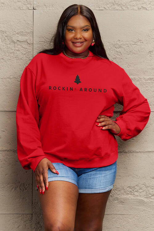 Sweat-shirt à manches longues ROCKIN AROUND taille réelle Simply Love