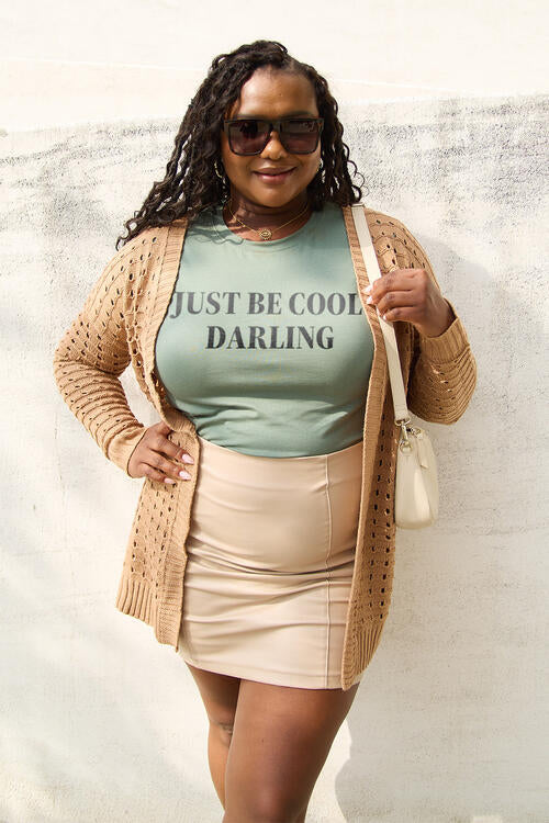 T-shirt à manches courtes Simply Love Full Size JUST BE COOL DARLING