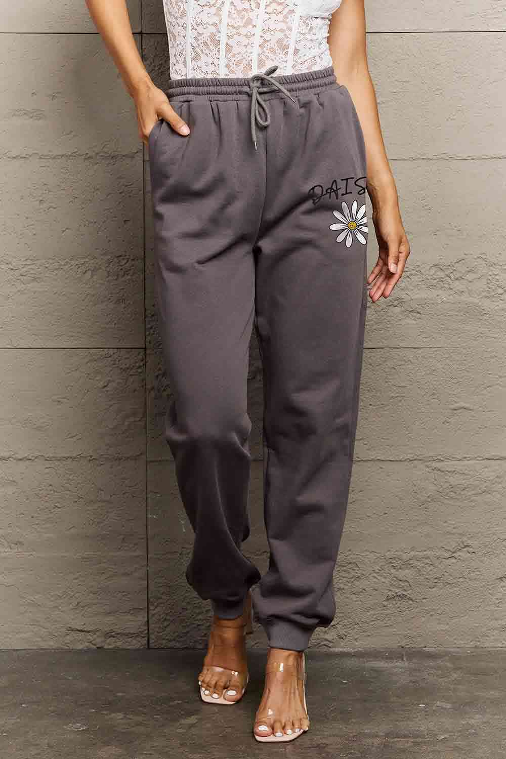 Pantalon de survêtement long à cordon de serrage et motif Daisy