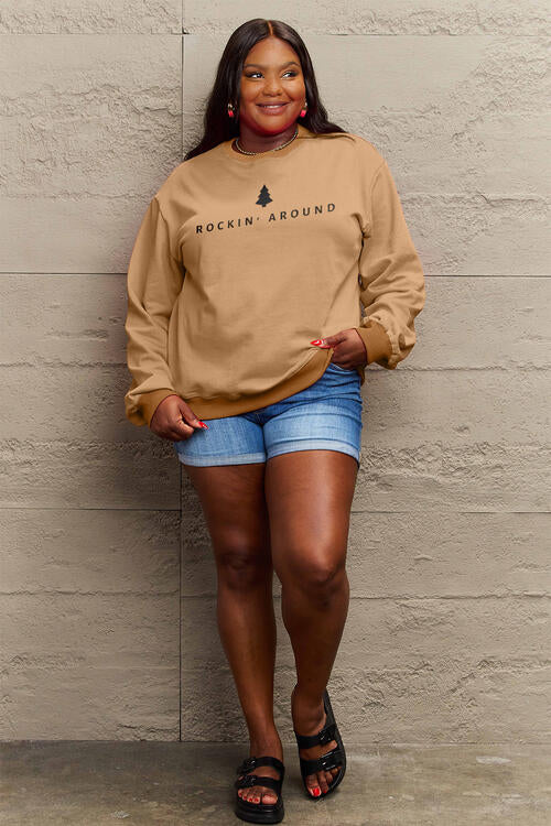 Sweat-shirt à manches longues ROCKIN AROUND taille réelle Simply Love