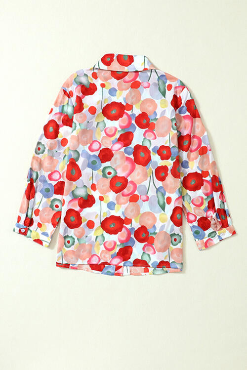Chemise boutonnée à col fleuri
