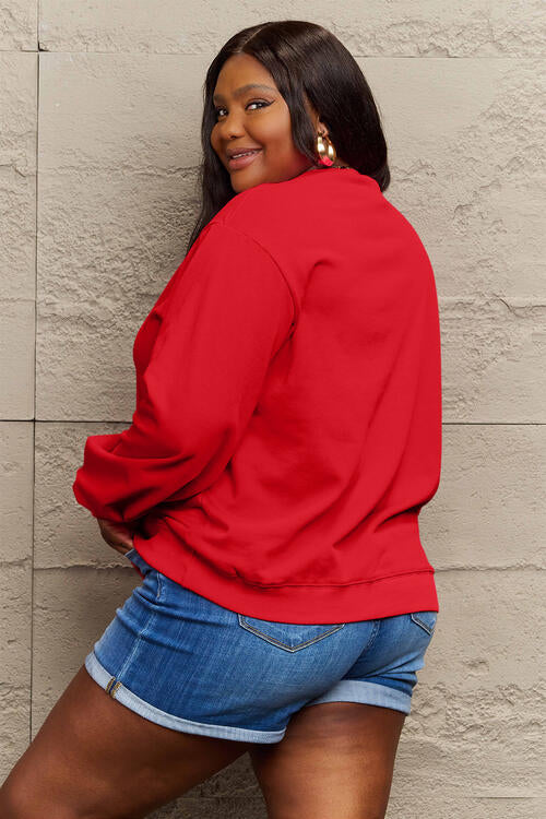 Sweat-shirt à manches longues ROCKIN AROUND taille réelle Simply Love