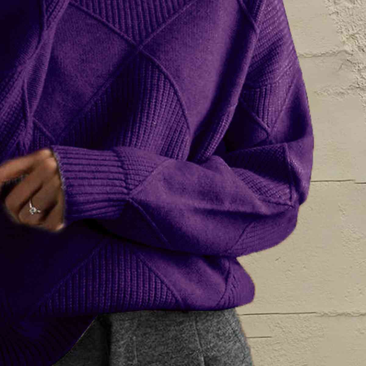 Pull à col roulé géométrique à manches longues