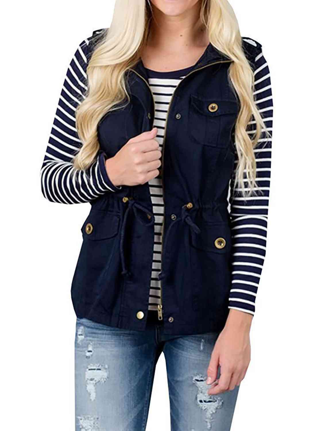 Gilet à cordon de serrage et poches