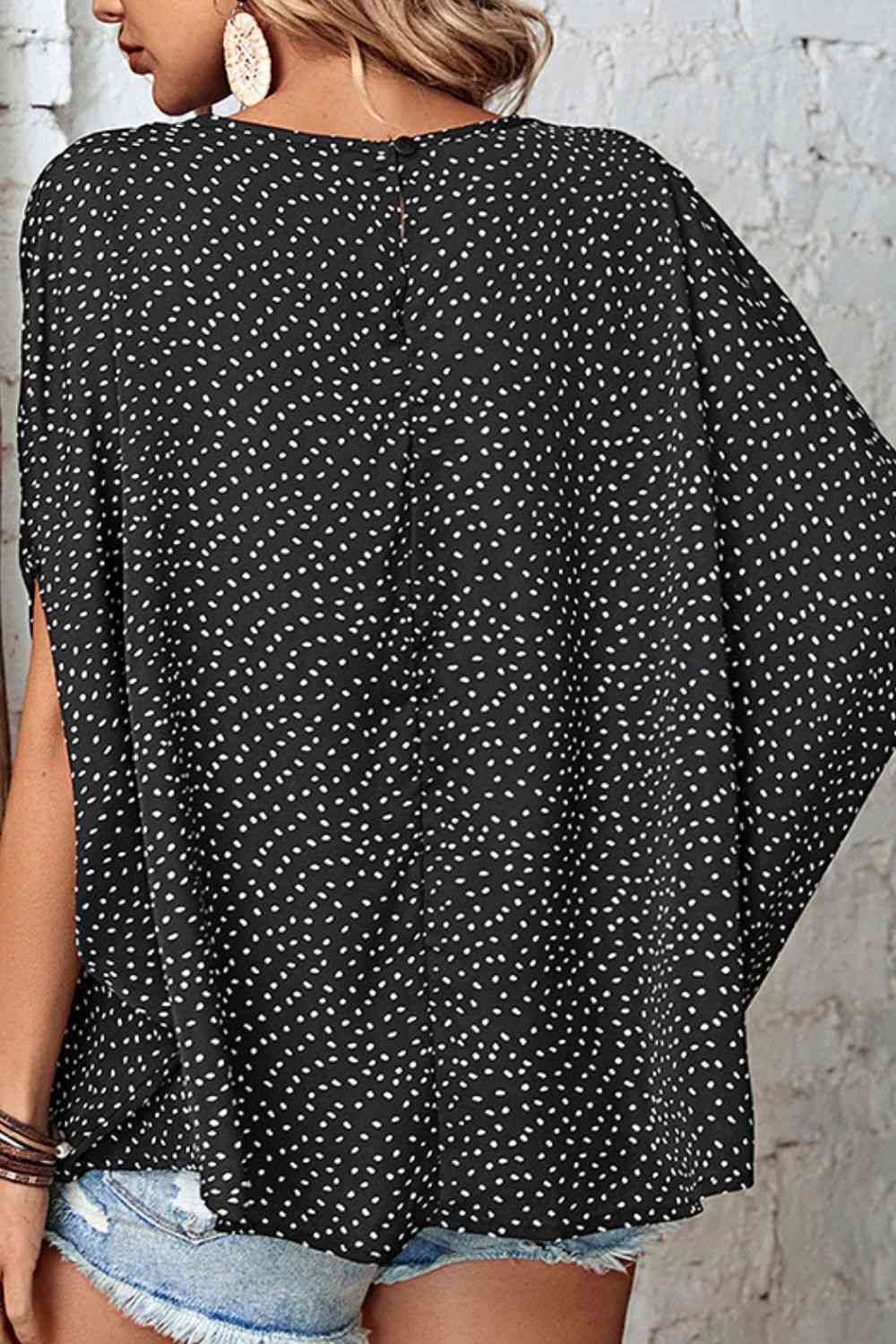 Chemisier imprimé à manches dolman et col rond